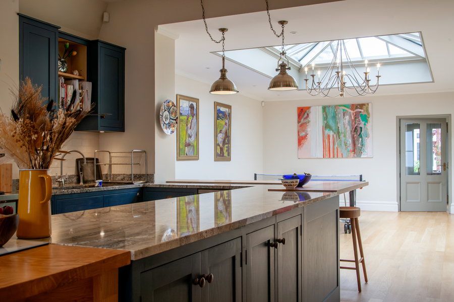 Kitchen interior in the Durdam Lodge renovation, The Downs, Bristol.