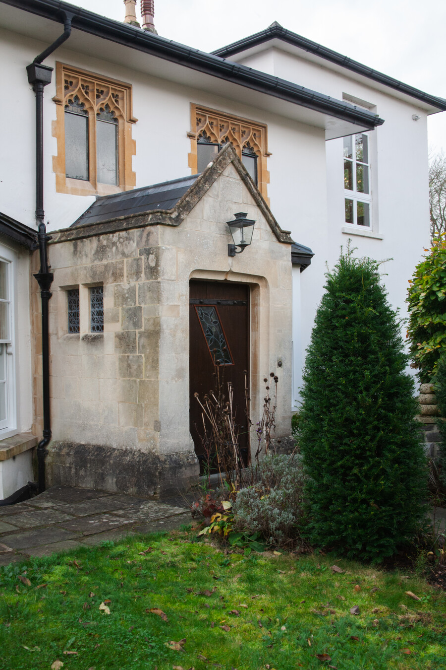 Driveway and entrance in the Durdam Lodge renovation, The Downs, Bristol.