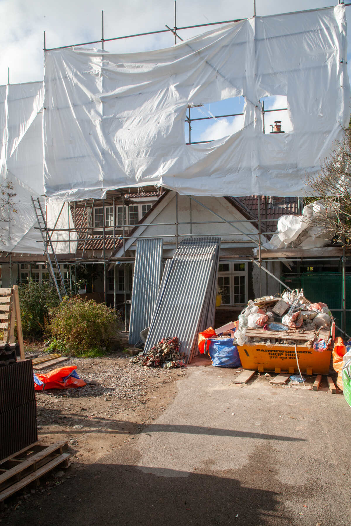 Front elevation works in progress at Bell Barn Road, Bristol.