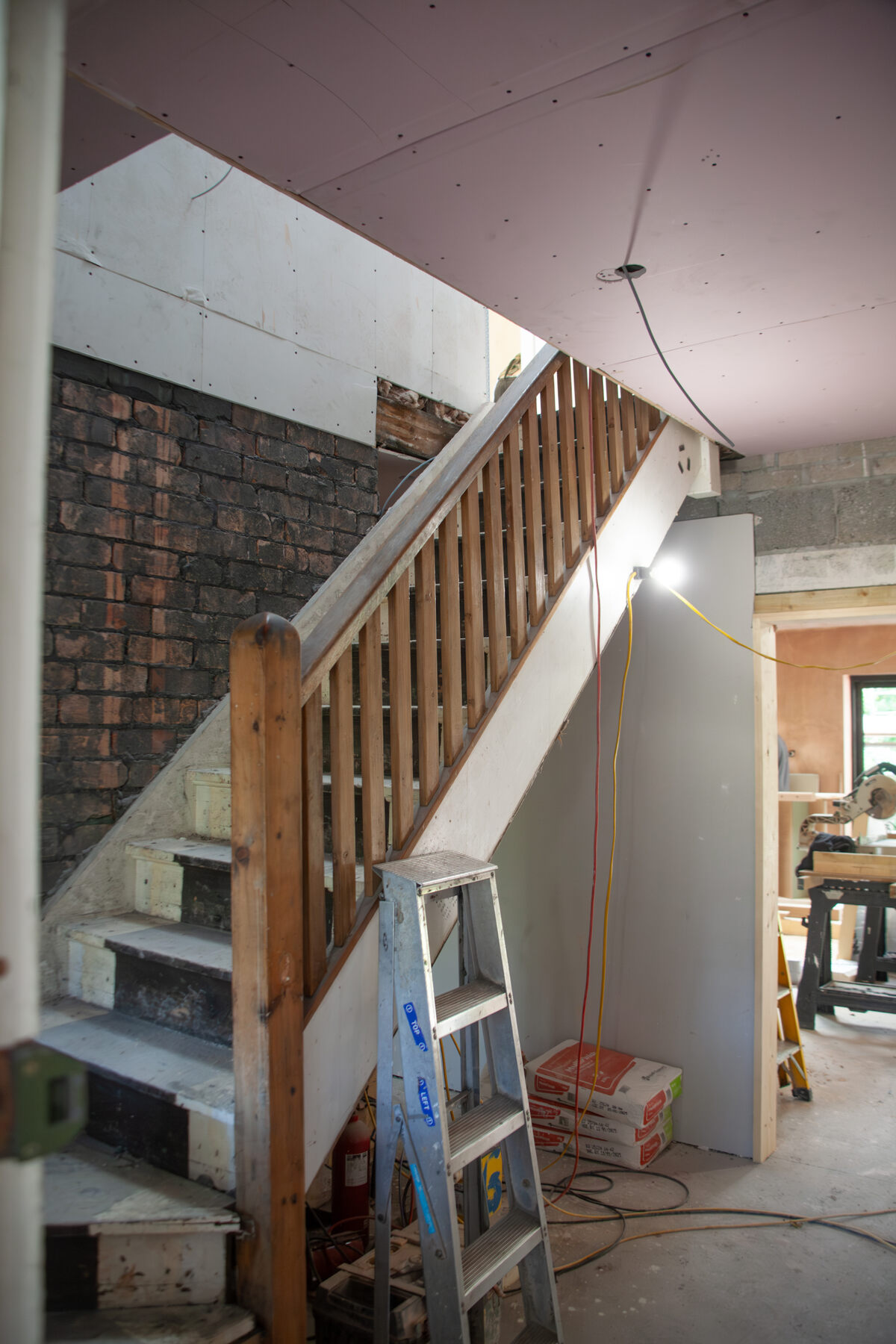 Hallway under renovation at Bell Barn Road, Bristol
