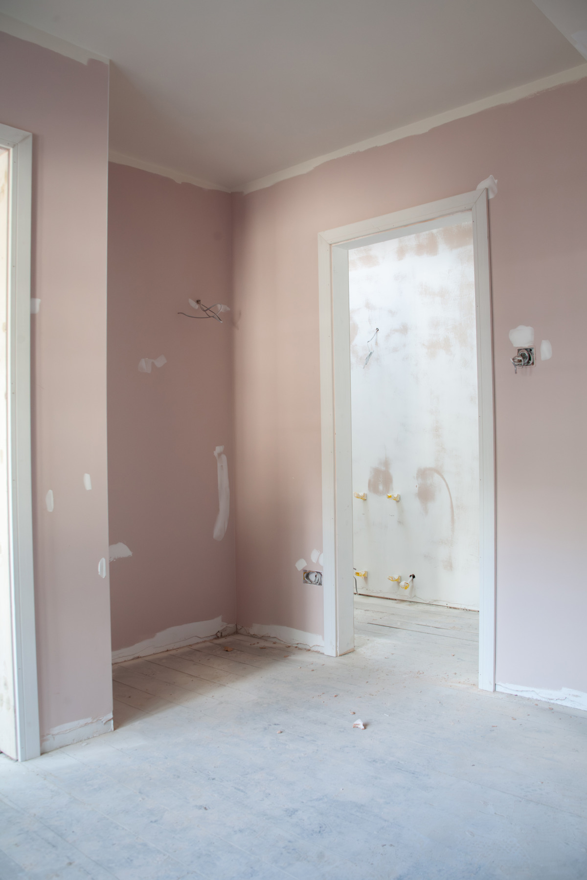 Hallway under renovation at Bell Barn Road, Bristol