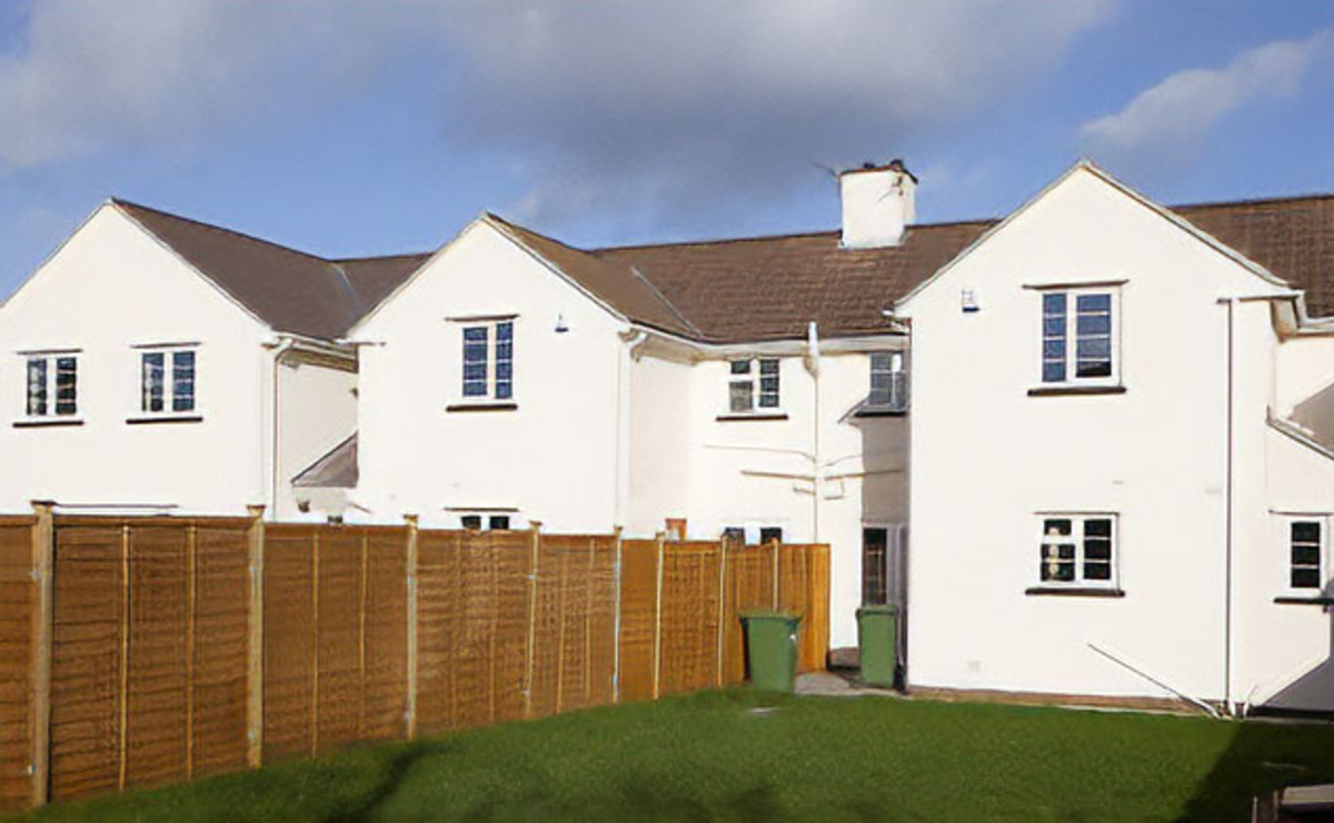 Rear exterior of the completed properties at Abbots Avenue, Hanham, Bristol