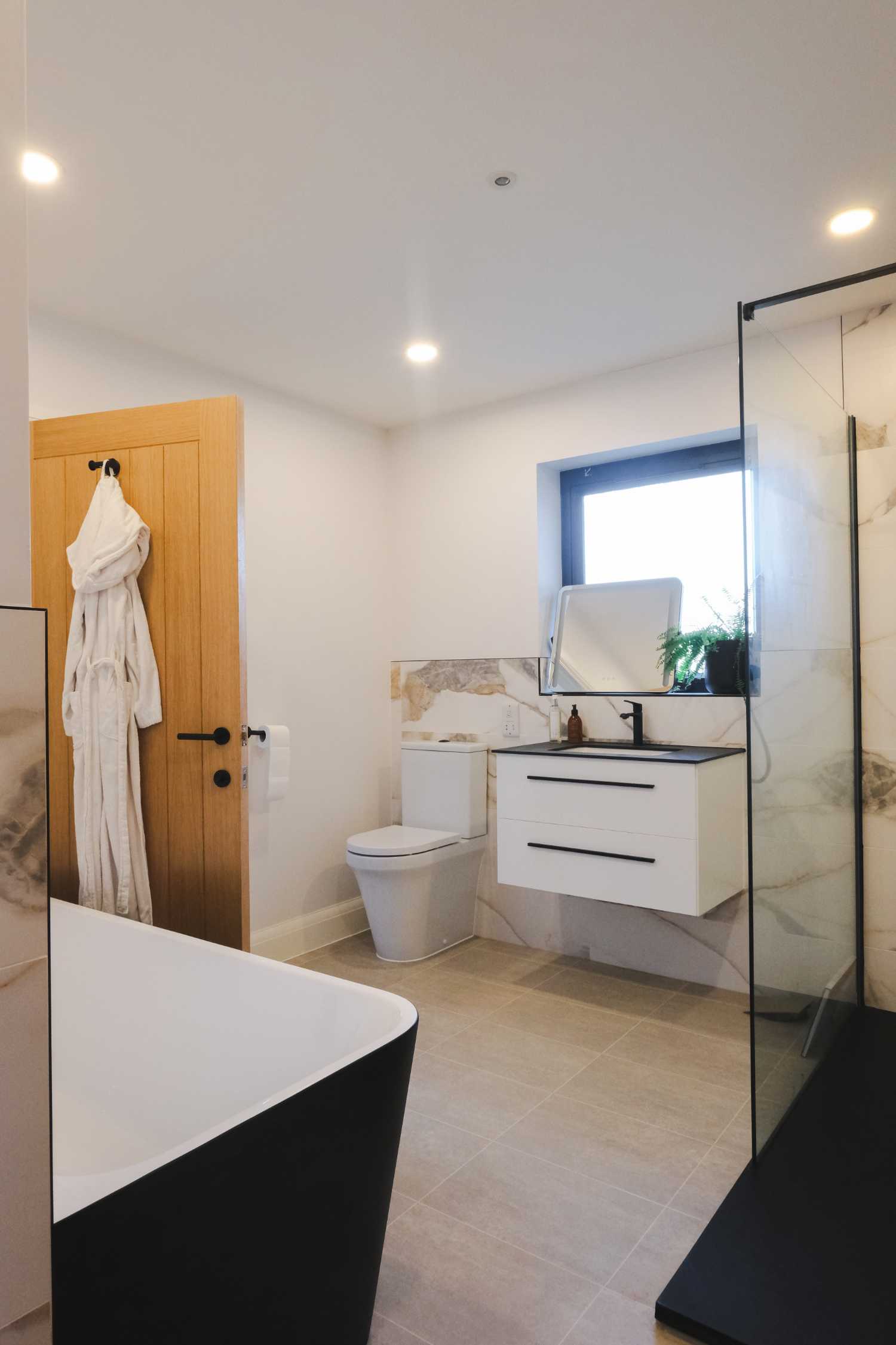 Interior bathroom details in the converted barn, Abbots Leigh, Bristol