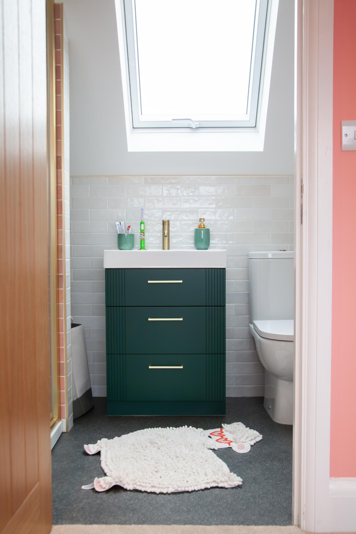 Bathroom interior in the renovated home at Downs Cote Gardens, Bristol