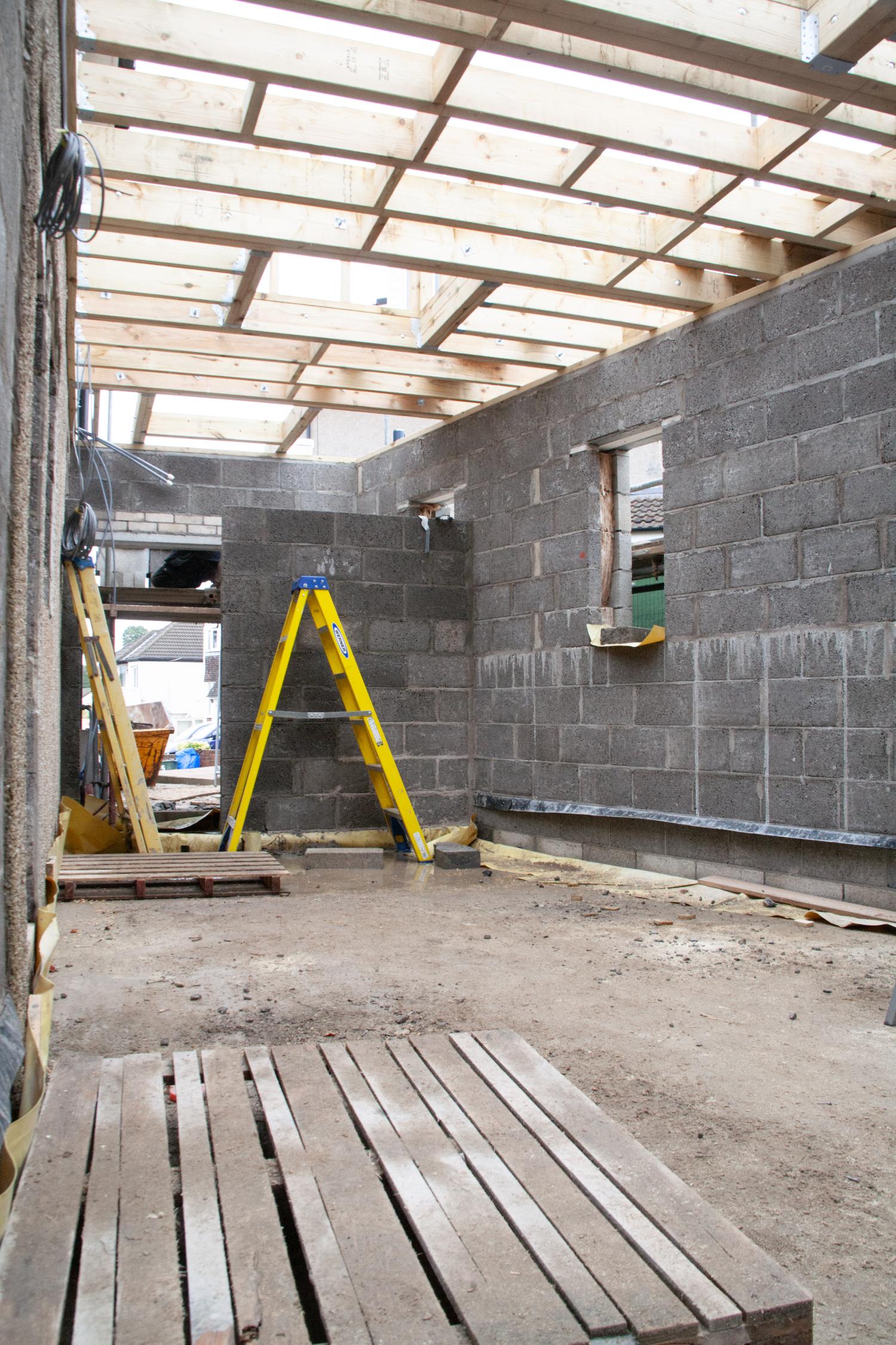 Construction phase of loft and rear extension at Downs Cote Gardens, Bristol