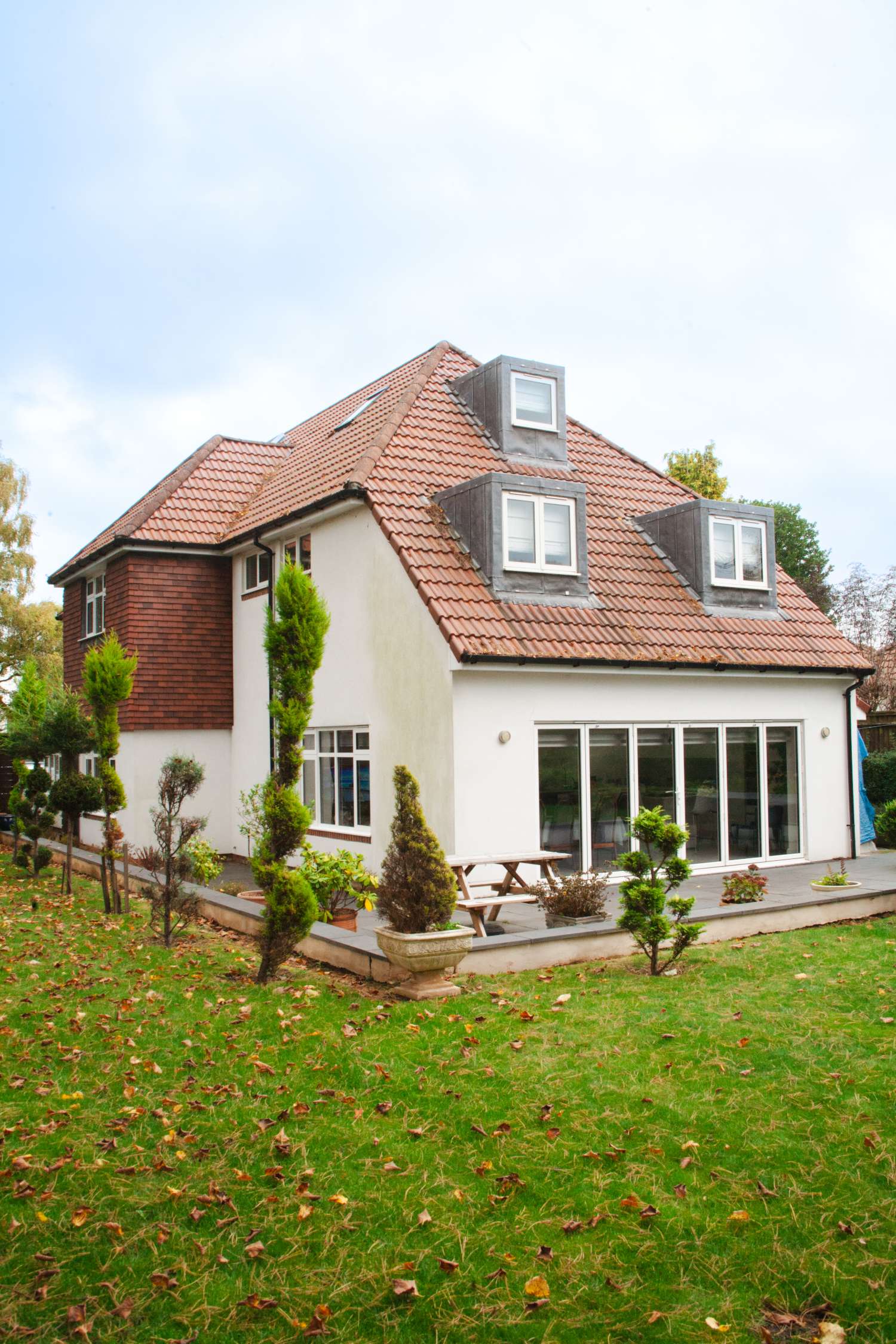 Wide exterior shot of the completed new build at Wills Lane, Stoke Bishop, Bristol.