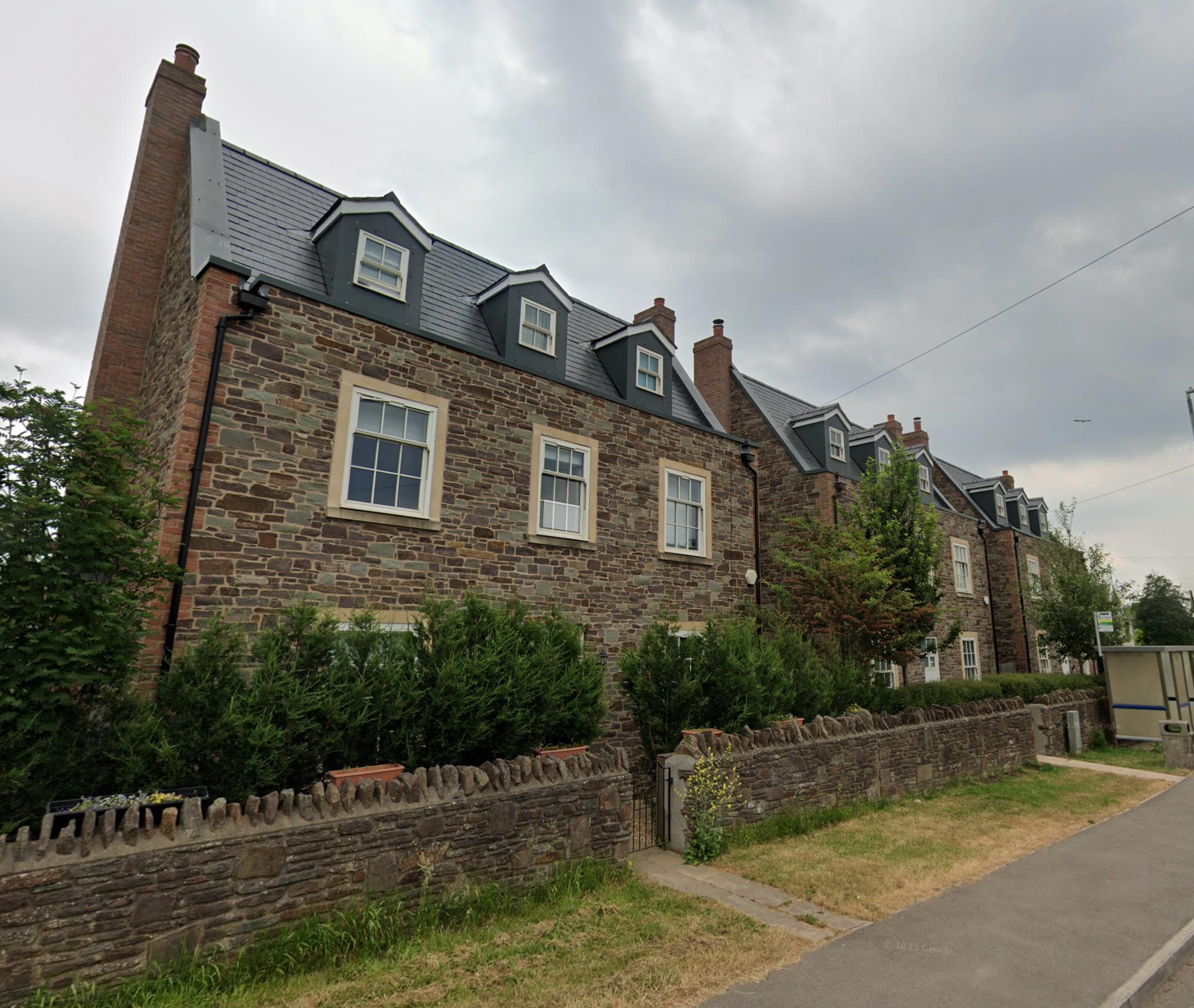 Garden view of four luxury detached houses built and project managed at Mayfair Park, Bristol.